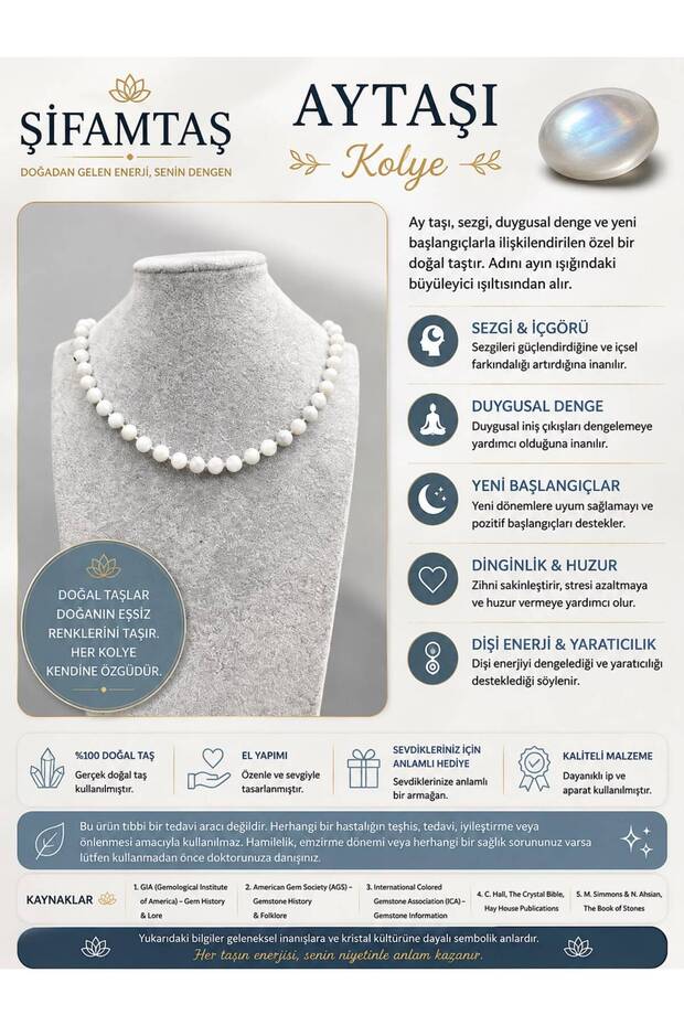 Moonstone natural stone necklace