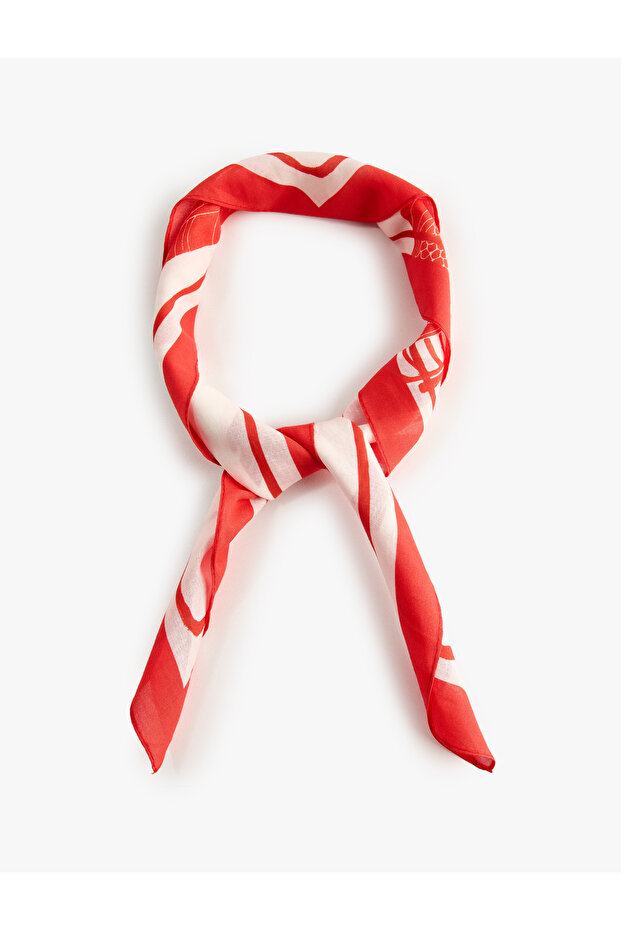 Cotton Fish Patterned Square Scarf Bandana