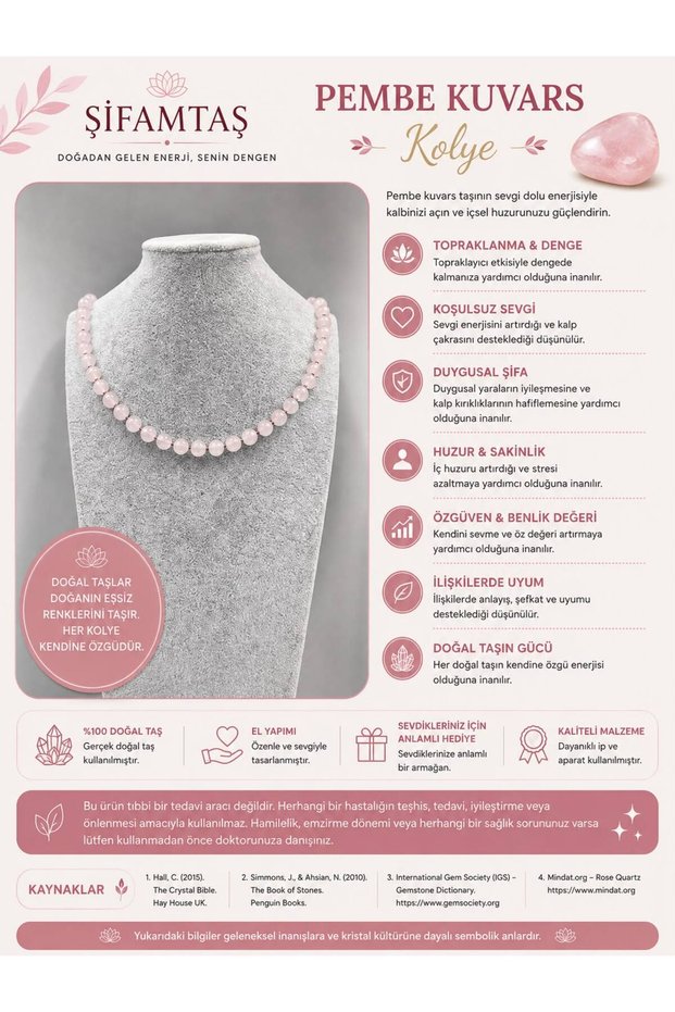 Pink Quartz Natural Stone Necklace