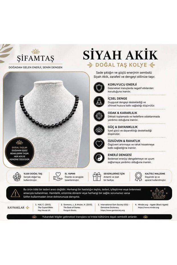 Black Agate Natural Stone Necklace