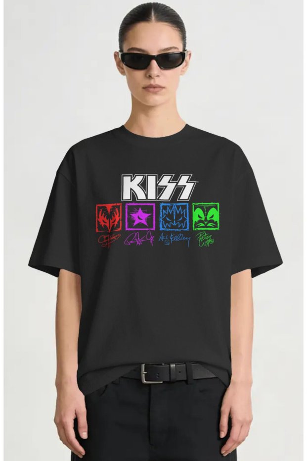 Kiss Rock Metal Music Band Printed Unisex Oversize Premium T-Shirt