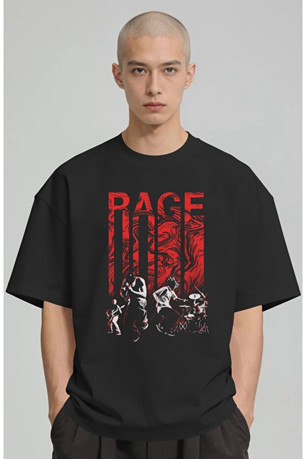 Rage Rock Metal Music Band Printed Unisex Oversize Premium T-Shirt