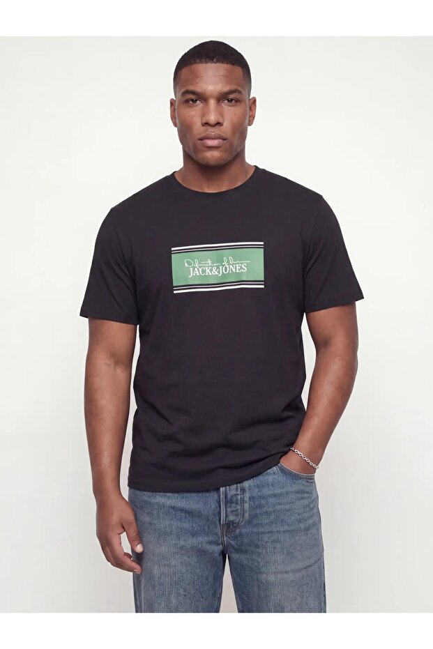Men's Black Jjbuster Tee Ss Crew Neck Bts Sn Pls Large Size T-Shirt