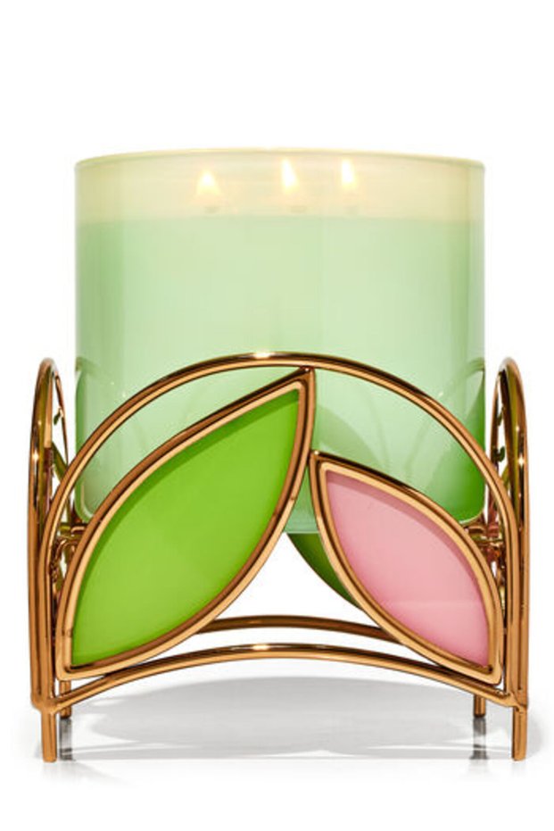Glass Botanical 3-Wick Candle Holder