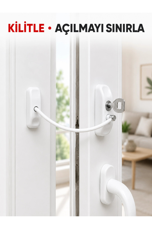 Window Opening Safety Lock Child Safety Device with White Cable Switch
