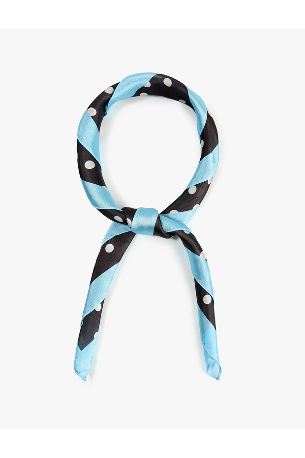 Polka Dot Patterned Satin Square Bandana Scarf