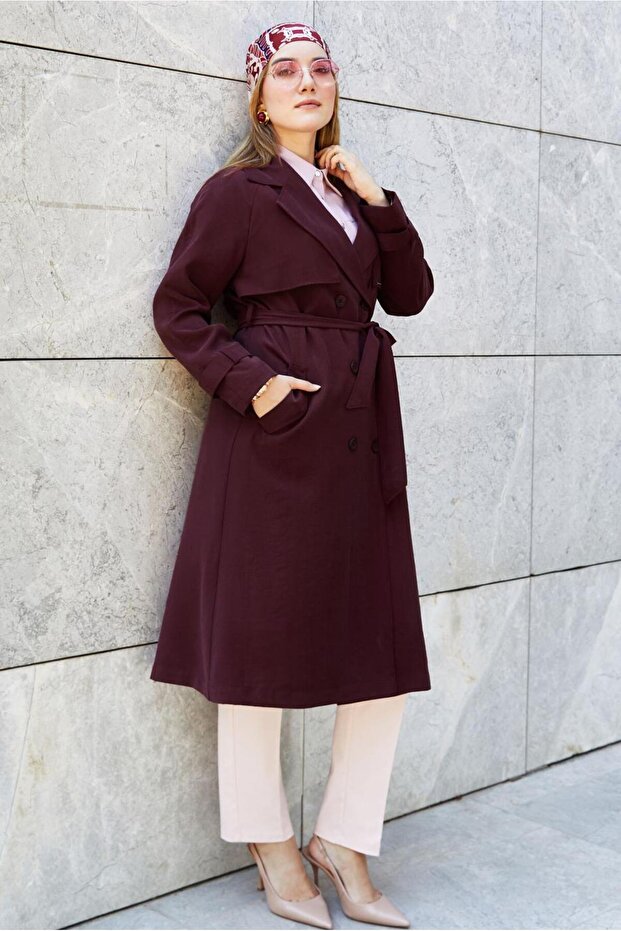 Belted Viscose Trench Coat 11020