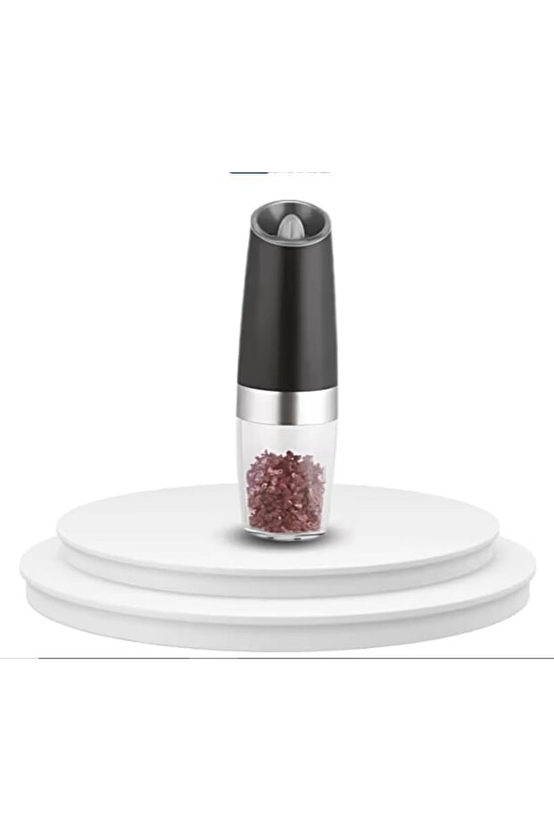 Electric Gravity Salt and Pepper Grinder with Blue LED Light, Model DX2518 Automatic One-Hand Use, Adjustable Coarseness, Battery Powered, Clear Acrylic Base, Multi-Spice Compatible