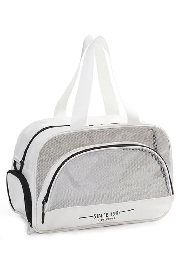 Gym Bag for Women Men, Travel Tote Bag Sport Gym Duffle Bag with Shoe Compartment & Wet Pocket, Carry on Overnight Bag Hospital Bag (White)