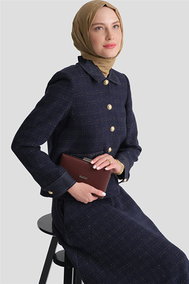 Tweed Jacket Suit Navy Blue