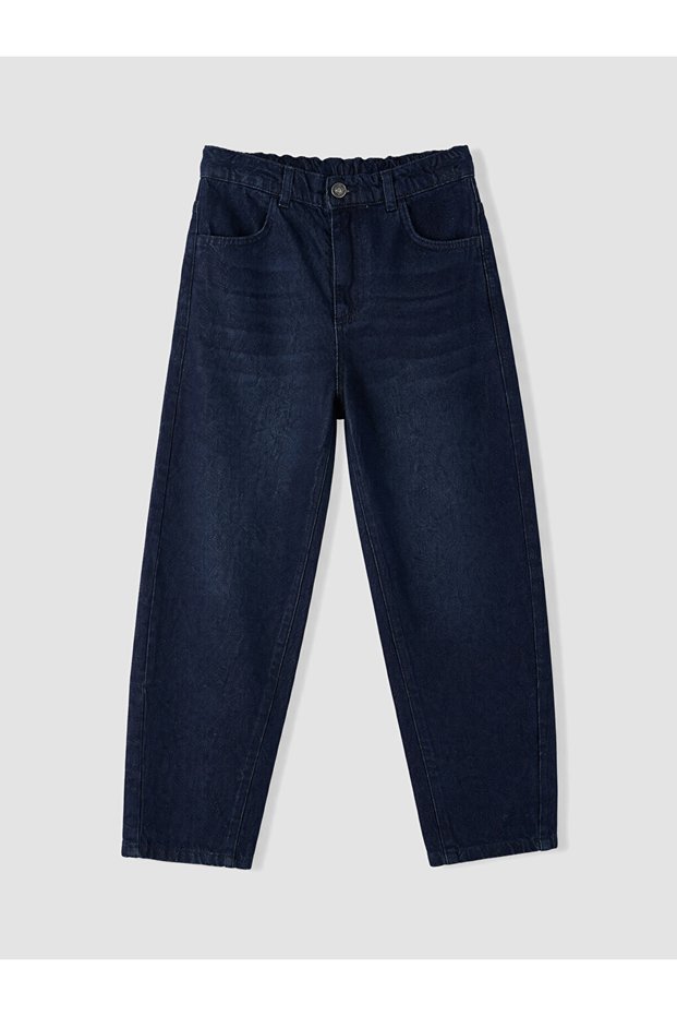 Black Baggy Fit Boys' Jean Trousers with Elastic Waist