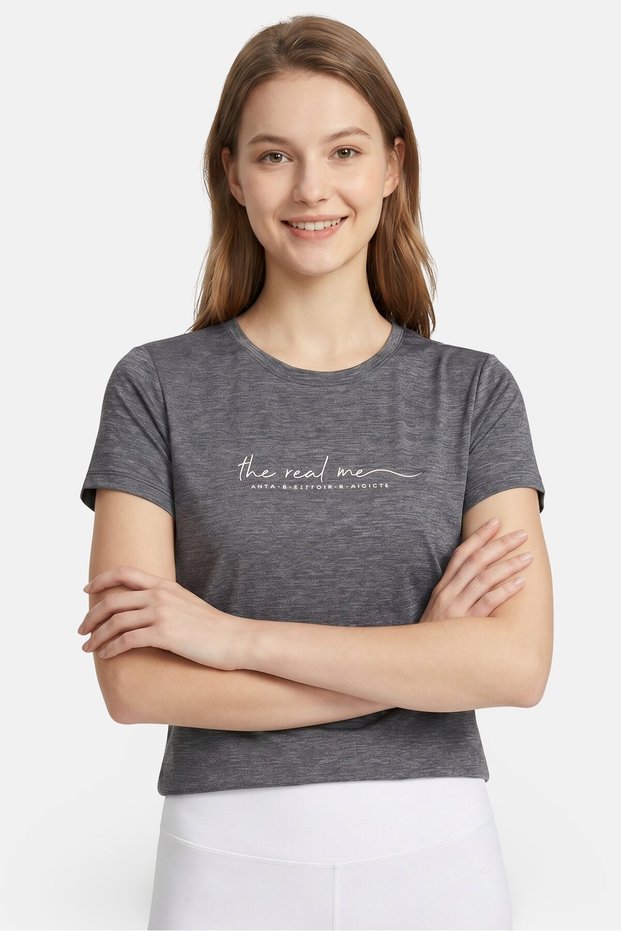 Women Sportswear Fit Short Sleeve Running T-Shirt, Heather Grey