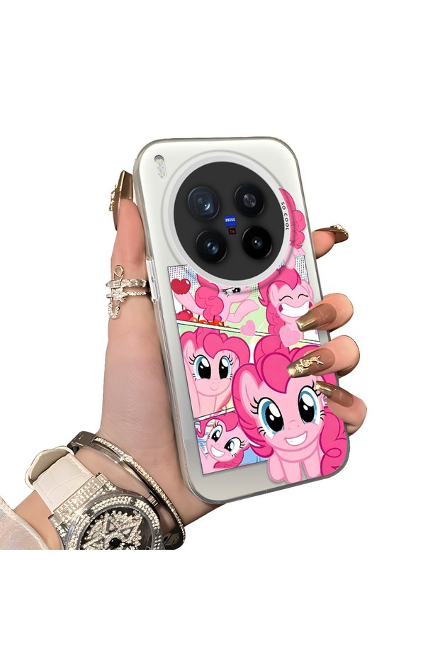 Vivo X300 Pro Compatible Pinkie Pie Multiple Facial Expression Printed Hard Acrylic Back Soft Silicone Frame Case
