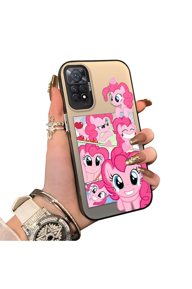 Xiaomi Redmi Note 12 Pro 4g Compatible Pinkie Pie Multiple Facial Expression Printed Hard Acrylic Back Soft Silicone Frame Case