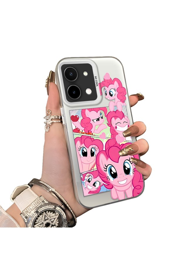 Vivo Y28 4g Compatible Pinkie Pie Multiple Face Expression Printed Hard Acrylic Back Soft Silicone Frame Case