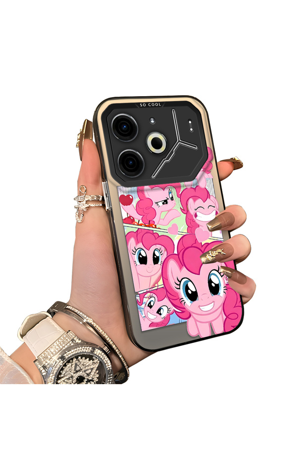 Tecno Pova 6/Pova 6 Pro 5g Compatible Pinkie Pie Multiple Face Expression Printed Hard Acrylic Back Soft Silicone Frame Case