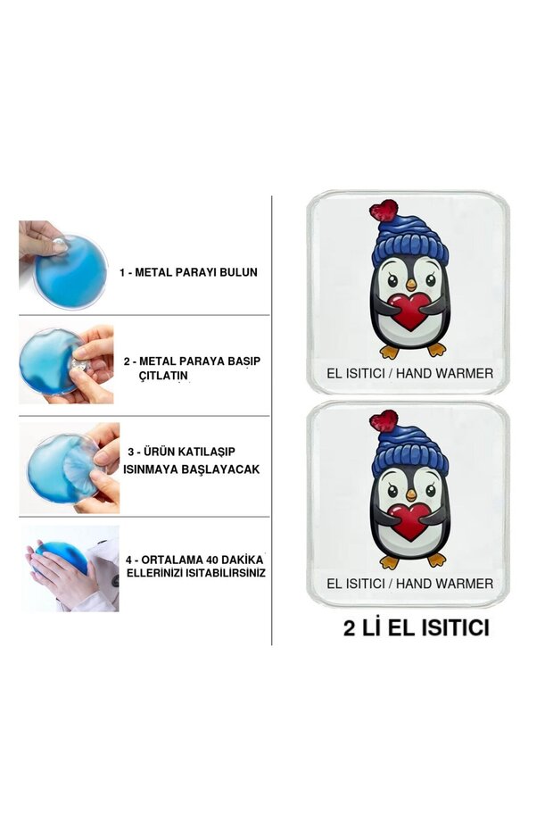 2 Pcs Penguen Pocket Heaters, Hand Warmers, Hot Water Bag Pvc 10X9,5Cm