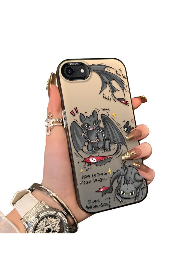 iPhone 7/8/Se 2020 2022 Compatible Hard Acrylic Back Silicone Edge Lens Protection Case Dragon
