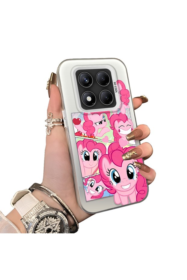 Xiaomi Redmi Note 14 Pro 4G/5G Compatible Pinkie Pie Multiple Facial Expression Printed Hard Acrylic Back Soft Silicone Frame Case