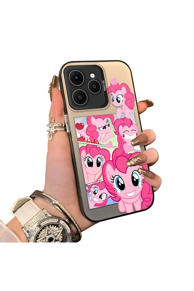 Tecno Spark 40 Compatible Pinkie Pie Multiple Facial Expression Printed Hard Acrylic Back Soft Silicone Frame Case