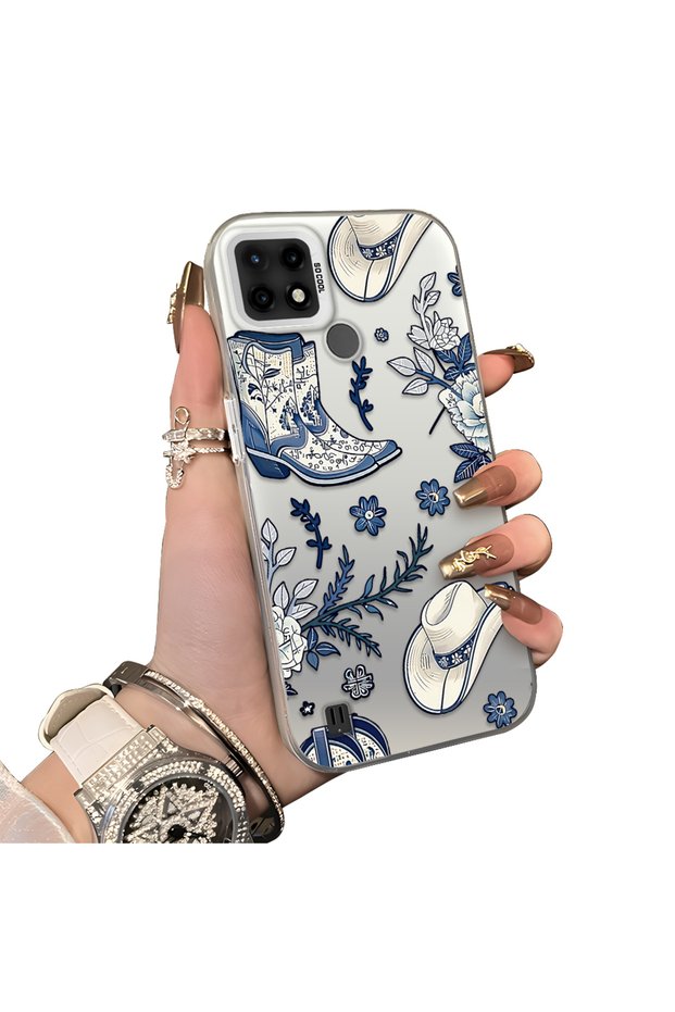 Realme C21 Compatible Hard Acrylic Back Silicone Edge Lens Protection Case
