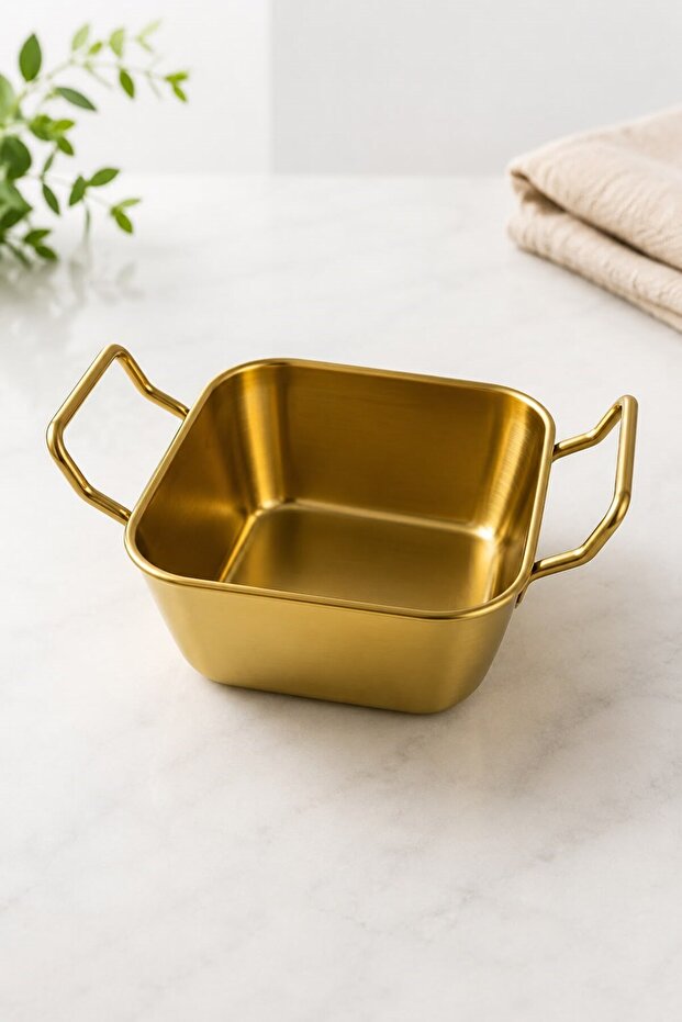 Stainless Steel Square Sauce Bowl Gold