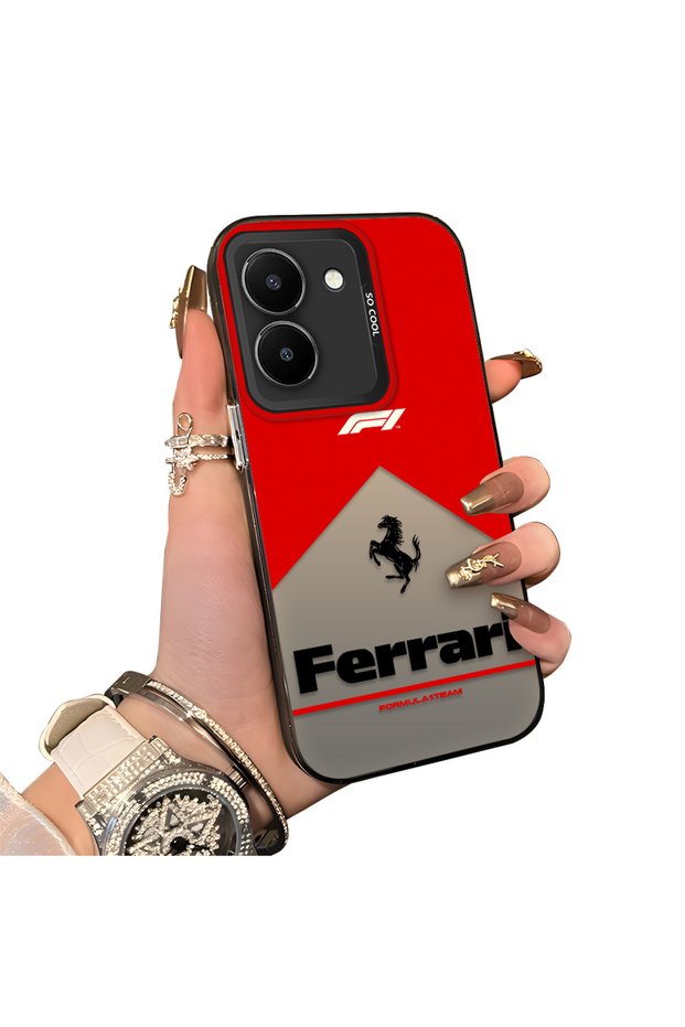 Vivo Y27 5G/Y27S Compatible Stylish Racing Car Pattern Acrylic Back Panel Silicone Edge Shock Absorbing Case