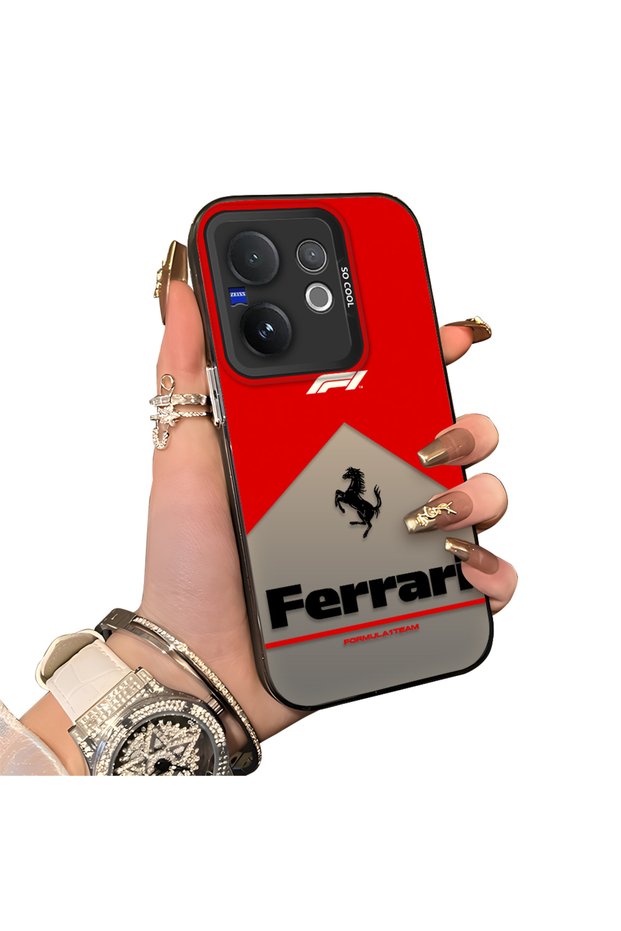 Vivo V60 Compatible Stylish Racing Car Pattern Acrylic Back Panel Silicone Edge Shock Absorbing Case