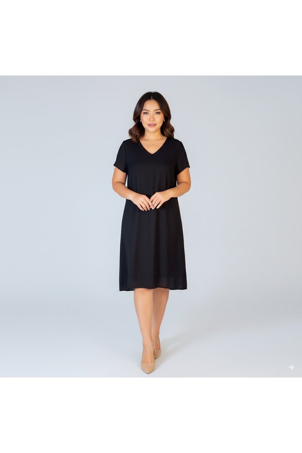 Women's Black V-neck Dress
