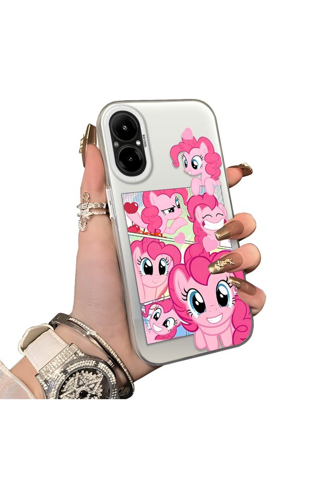 Realme C67 4g Compatible Pinkie Pie Multiple Face Expression Printed Hard Acrylic Back Soft Silicone Frame Case