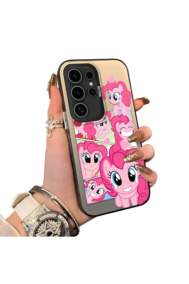 Samsung Galaxy S24 Ultra Compatible Pinkie Pie Multiple Face Expression Printed Hard Acrylic Back Soft Silicone Frame Case