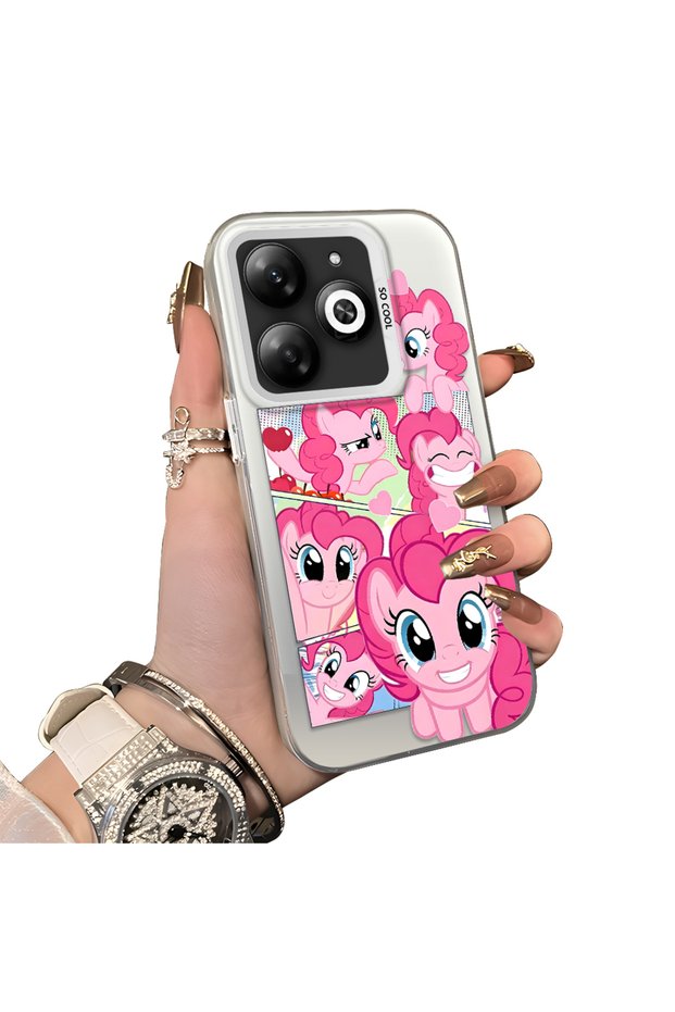 Infinix Smart 8/8 Pro/8 Plus Compatible Pinkie Pie Multiple Facial Expression Printed Hard Acrylic Back Soft Silicone Frame Case