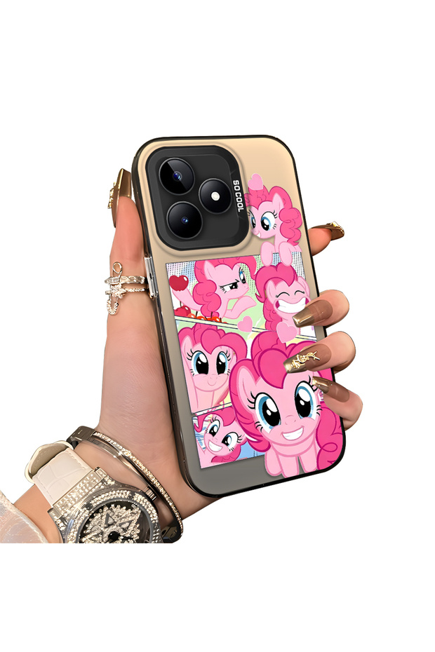 Realme Note 50 Compatible Pinkie Pie Multiple Face Expression Printed Hard Acrylic Back Soft Silicone Frame Case