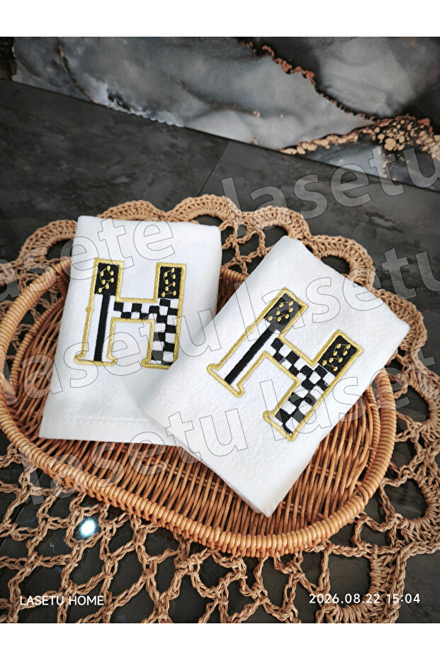 Checkered Letter H Kitchen Towel Set of 2 (30X50)