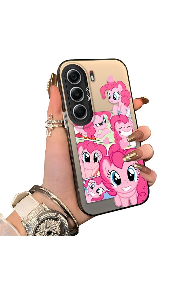 Tecno Camon 40(Cm5) Compatible Pinkie Pie Multiple Face Expression Printed Hard Acrylic Back Soft Silicone Frame Case