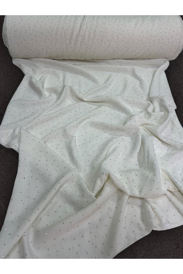 Ecru Stoned Linen Look Fabric