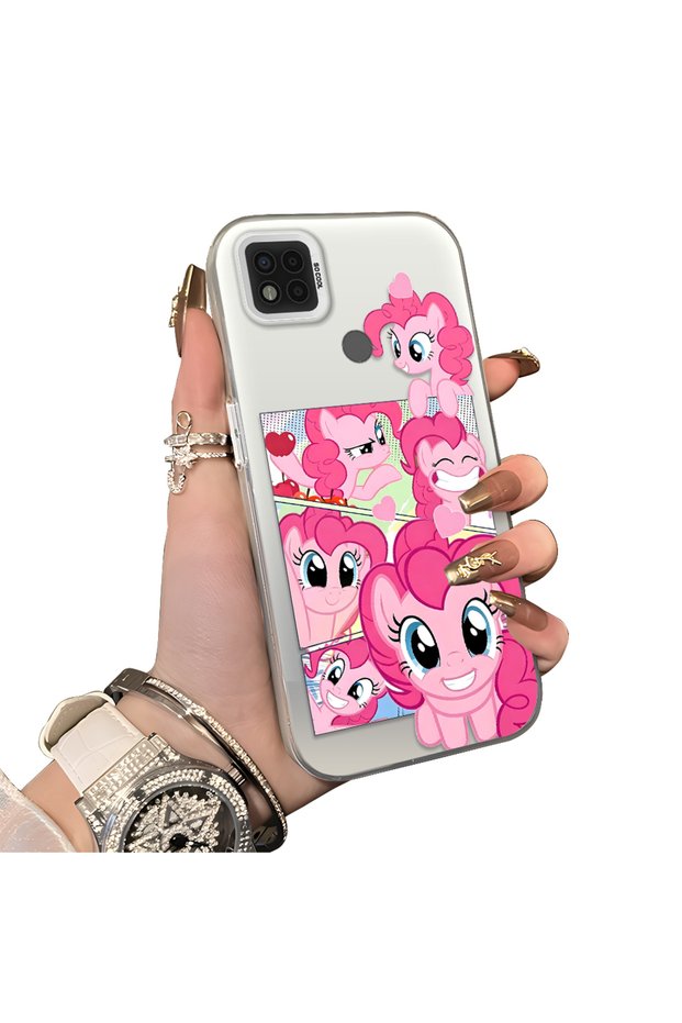 Xiaomi Poco C31 Compatible Pinkie Pie Multiple Facial Expression Printed Hard Acrylic Back Soft Silicone Frame Case