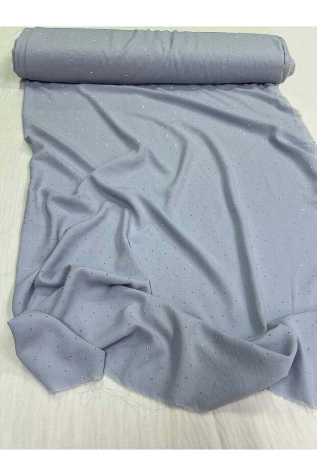Light Indigo Blue Stoned Linen Look Fabric