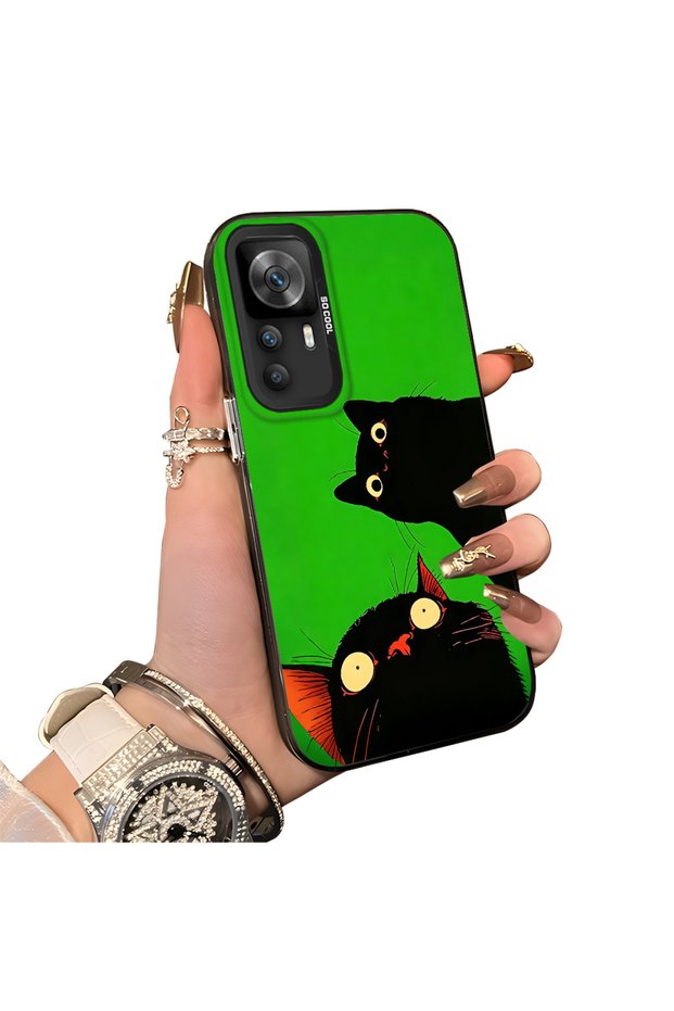 Xiaomi Redmi K50 Ultra Compatible Hard Acrylic Back Silicone Edge Lens Protection Case Cat