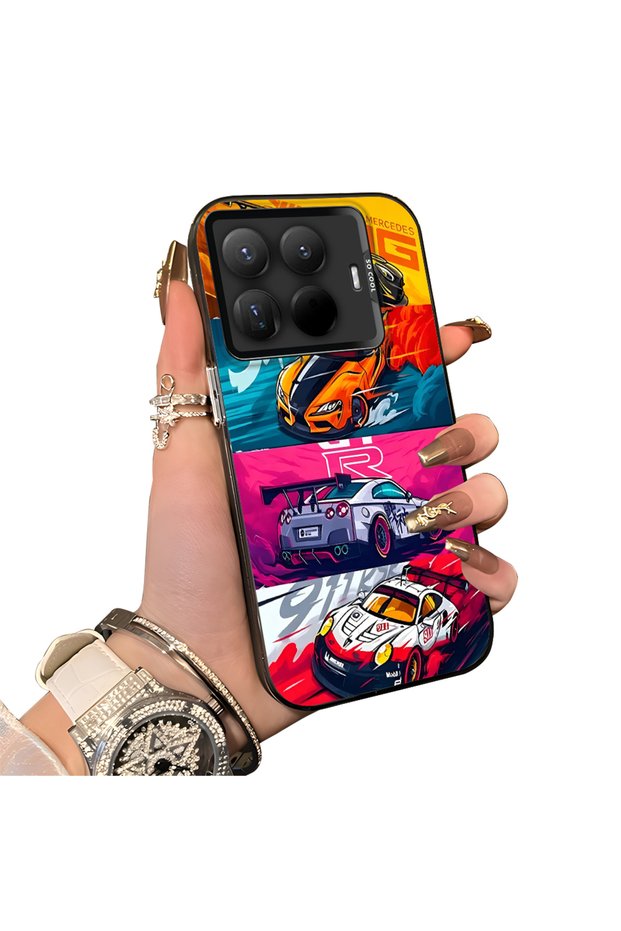 Stylish Case for Xiaomi Mi 15t Pro Gtr Racing Car Theme Hard Acrylic Back Soft Silicone Edge Shockproof Case