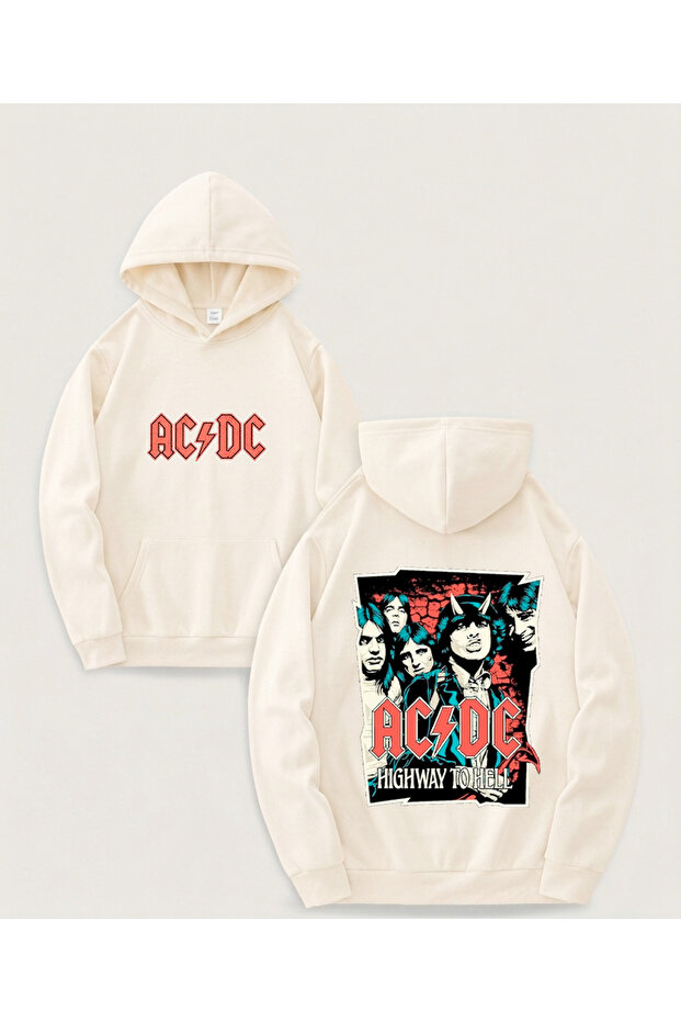 New Season Ac/Dc Printed Oversize Sweatshirt, 3-Yarn Soft Fabric