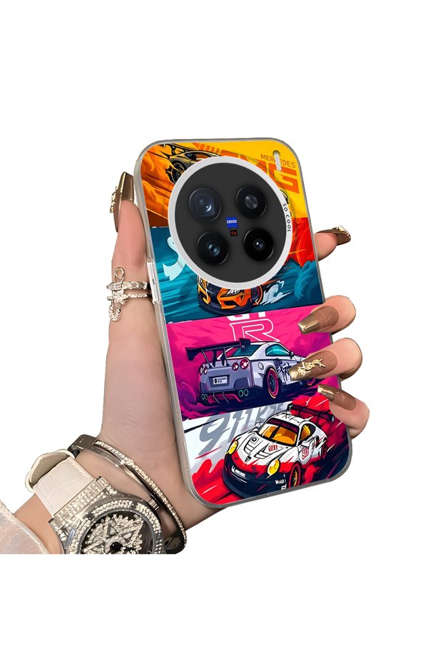 Stylish Case for Vivo X200 Pro Gtr Racing Car Theme Hard Acrylic Back Soft Silicone Edge Shockproof Case