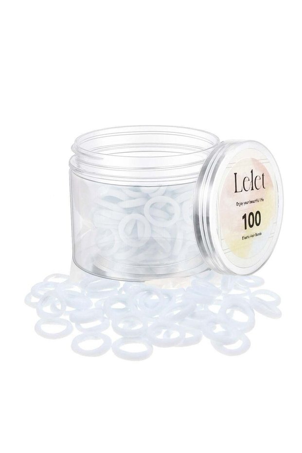 100pcs Small Hair Ties Band for Thick and Curly Hair Ponytail Holders Soft & Seamless Baby Hair Ties, Hair Elastic Band for Women or Baby Girls With Box- White