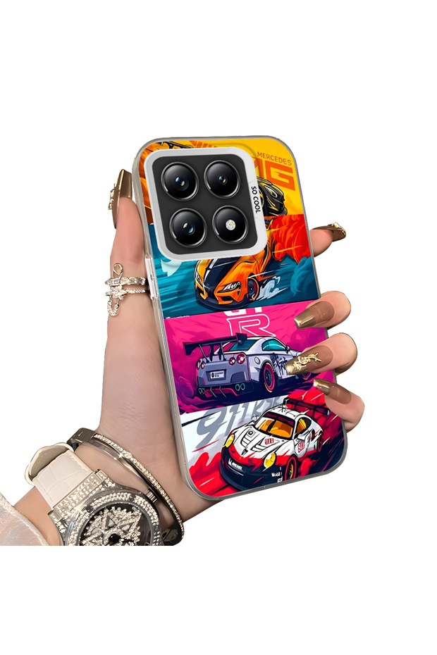 Stylish Case for Xiaomi Mi 14t Pro Gtr Racing Car Theme Hard Acrylic Back Soft Silicone Edge Shockproof Case