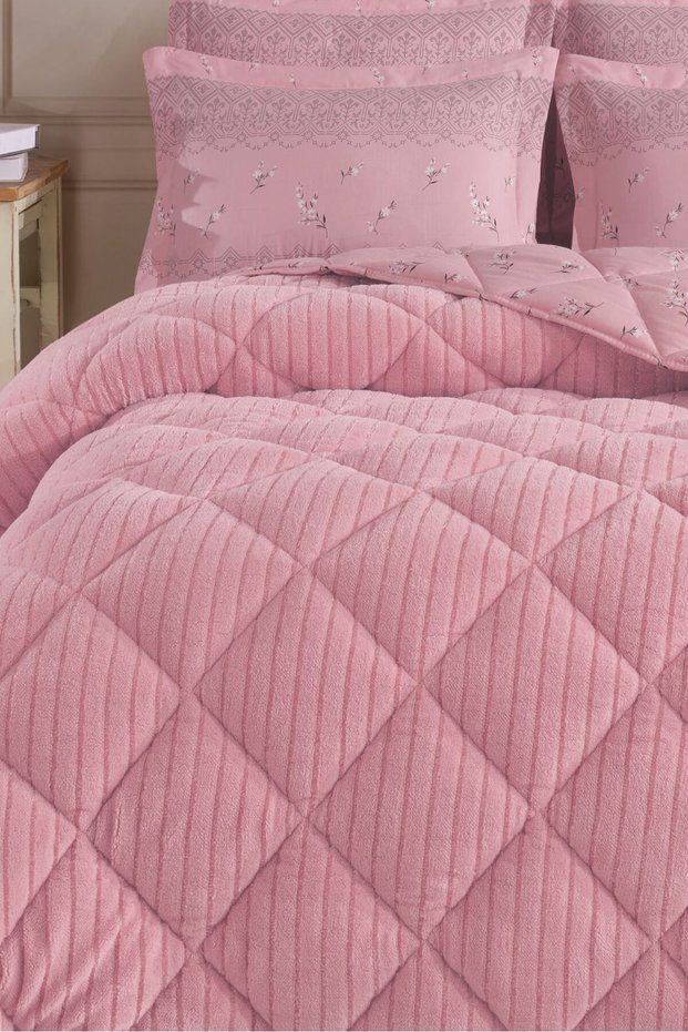Striped Jacquard Wellsoft Single Sleeping Set with Elastic Sheet 3 Pieces
