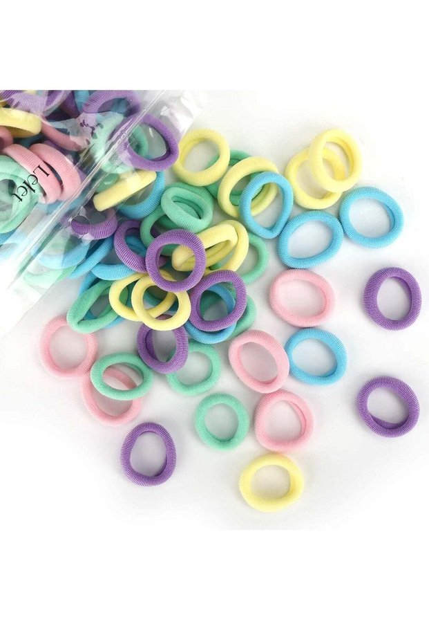 200Pcs Nylon Toddler Hair Elastics Ponytail Holder Soft & Seamless Baby Hair Ties, Colorful Rubber Bands for Girls, Gentle on Hair, 2.3cm Diameter-Candy