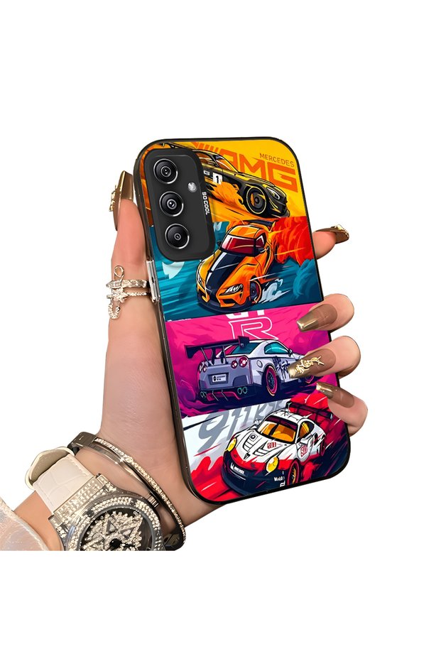 Stylish Case for Samsung Galaxy A24 Gtr Racing Car Themed Hard Acrylic Back Soft Silicone Edge Shockproof Case