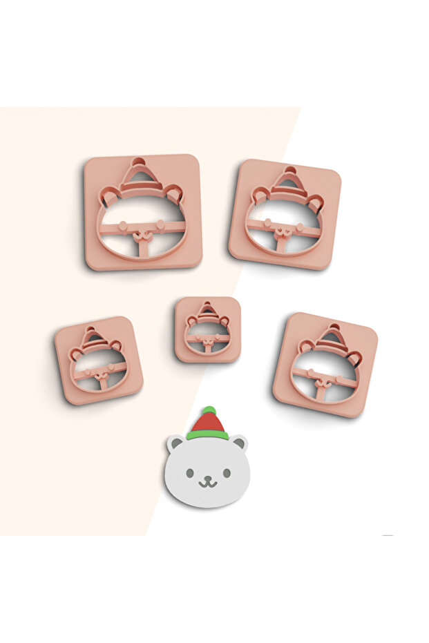 Polar Bear Polymer Clay Cutting Mold, Earring Molds, Cookie Mold, 5 Sizes, Ceramic Mold, No:513
