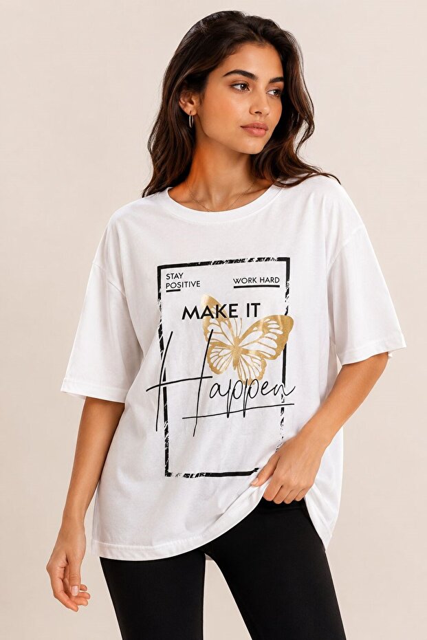 Women's Crew Neck Relaxed Fit Tshirt White