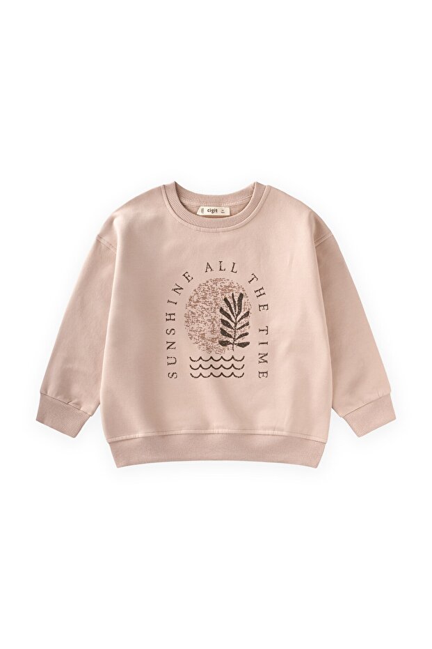 Mountain Printed Sweatshirt 3-9 Years Old Beige